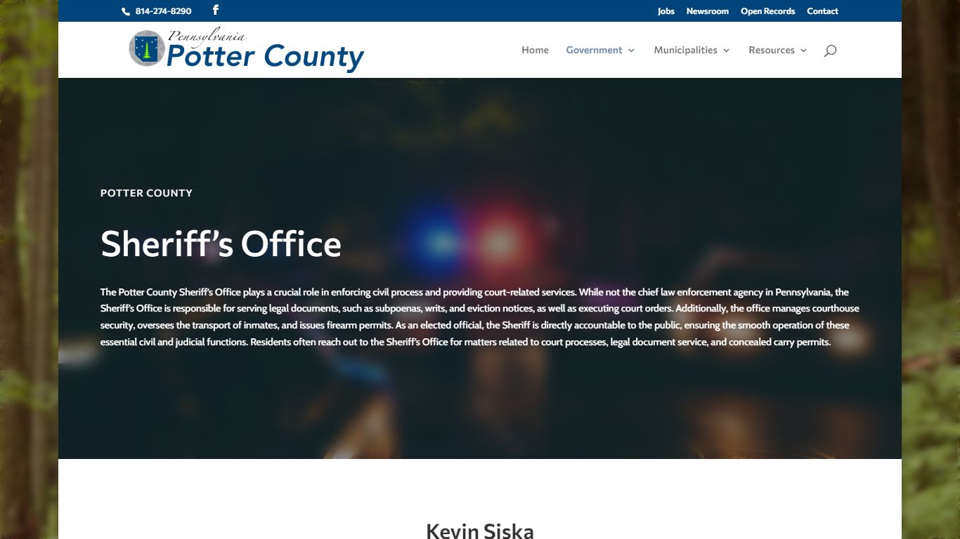 Sheriff | Potter County, Pennsylvania | Official Government Website